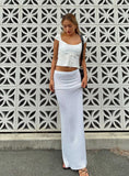 Tineit-Belle Knit Maxi Skirt White