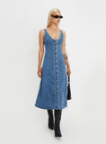 Tineit Midler Denim Midi Dress Mid Blue