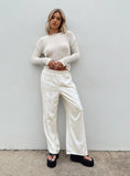 Tineit-Louis Linen Blend Pants Off White