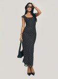 Tineit-Sandberg Maxi Dress Black Polka Dot