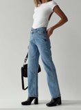 Tineit-Holly Asymmetric Straight Leg Jean Light Wash Denim Lower Impact