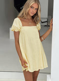 Tineit Beyond Linen Blend Mini Dress Yellow