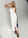Tineit Summer Season Linen Blend Maxi Dress White