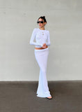 Tineit-Belle Knit Maxi Skirt White