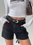 Tineit Lou Carpenter Denim Shorts Washed Black 2024 New Pant