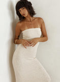 Tineit Cloud Strapless Boucle Maxi Dress Cream