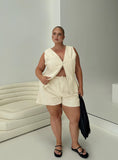 Tineit This Summer Linen Blend Shorts Sand Curve 2024 New Pant