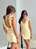 Tineit Butacup Frill Mini Dress Yellow