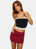 Tineit-Karley Low Waist Mini Skirt Burgundy