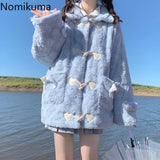 Tineit 2025 Women Clothing Winter Y2k Jackets Pocket Bow Fashion Furry Outwear Oversized Tops Streetwear Casual Warm Thick Coats 27y535