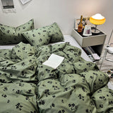 Tineit Ins Style Luxury Retro Style Small Fresh Floral Quilt Set Four Piece Bedding Set Student Dormitory Three Piece Bed Sheet Set