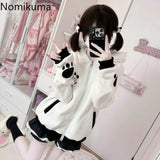 Tineit Cute Cat Hooded Sweatshirts for Women Preppy Style Fashion Japanese Hoodies Coats Zipper Thicked Casual Hoodie Jackets Y2k Tops