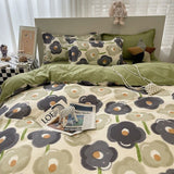 Tineit Ins Nordic Pastoral Style blue Floral Duvet Cover With Pillow Case Princess Bed Sheet Kids Girls Bedding Set King Queen Cute