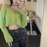 thanksgiving outfit Tineit Twist Thin Sweater Women Knit Loose Solid Sexy V-Neck Long Sleeve Fall Pullover Casual Pretty Style Sweet Female Fashion Jumpers