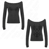 Tineit Y2K Stripes Long Sleeve Clothing Women's Skinny Elegant tops Harajuku Classic Punk Pattern Pullover Popular Casual Female Shirt