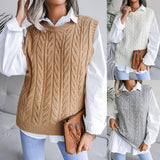 Tineit 2024 Fall Fashion Hollow Leaf Casual Knitted Sweater