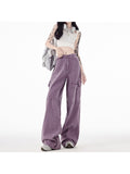 christmas outfit Tineit Women's Vintage Purple Jeans Baggy High Waist Denim Trouser Korean 90s 2000s Y2k Punk Harajuku Aesthetic Wide Leg Pants Clothes