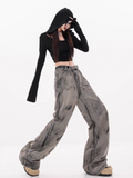 christmas outfit Tineit Women's Grey Y2k Jeans Harajuku 90s Aesthetic Baggy Denim Trousers Vintage Japanese 2000s Style Jean Pants Trashy Clothes 2025