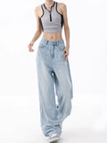 Tineit Light Blue Washed Baggy Boyfriend Jeans