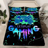 Tineit Painted Player Game Controller Print Fitted Sheet Set Mattress Cover Bedding Comfortable Breathable Bedding Set With Deep Pocket