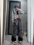 christmas outfit Tineit Women's Black Gothic Y2k Baggy Jeans Harajuku Japanese 2000s Style Oversize Denim Trousers Vintage Emo Jean Pants Trashy Clothes