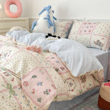 Tineit Cute Cherry Duvet Cover Set with Pillowcase Soft Summer Thin Flat Sheet Floral Boys Girls Queen Full Size Home Bedding Kit