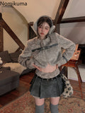 Tineit Winter Clothes Women Gray Lamb Wool Jacket 2025 Ropa Mujer Stand Neck Fashion Korean Outwear Y2k Tops Furry Thicked Warm Coat