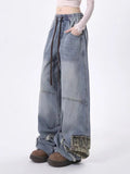 christmas outfit Tineit Women's Blue Y2k Cargo Jeans Harajuku Japanese 2000s Style Baggy Oversize Denim Trousers Vintage Jean Pants Trashy Clothes 2025