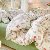 Tineit Lovely Pastoral Girls Flower Bedding Set, Soft Washed Cotton Bed Linens For Dreamy Nights, Simple Bedspread And Home Textile