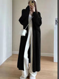 thanksgiving outfit Tineit Casual Imitation Mink Fleece Long Cardigan Women Korean Loose Plush Solid Open Sweater Female Autumn Chic Street Outwears