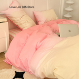 Tineit Gradation Pink Color Bedding Set Flat Bed Sheet Duvet Cover Single Double Full Queen King Bedclothes Ins Pure Bedroom Linen