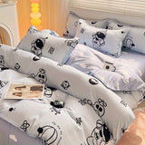 Tineit Ins Cartoon Astronaut Bedding Set Soft Flat Sheet Duvet Cover Pillowcase Polyester Bed Linen Twin Queen Full Size Quilt Cover