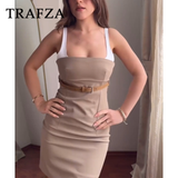 cold weather outfits Tineit 2024 Spring Summer Sexy Patchwork Women Dresses Fashion Nightclub Belt Square Collar Slim Camisole Solid Chic Dresses