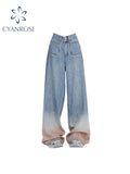 christmas outfit Tineit Women Y2k Baggy Jeans Harajuku Gradient Denim Trousers Aesthetic Oversize Jean Pants Vintage Japanese 2000s Style Trashy Clothes