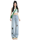 christmas outfit Tineit Women Blue Y2k Baggy Ripped Jeans Harajuku Aesthetic Japanese 2000s Style Denim Trousers Vintage Jean Pants Trashy Clothes 2025