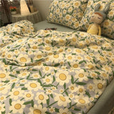 Tineit European Floral Brushed Home Bedding Set Simple Soft Duvet Cover Set With Sheet Comforter Covers Pillowcases Bed Linen