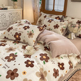 Tineit European style floral washed cotton four piece bedding set, student dormitory bedding set, bed sheets, pillowcases, three piece