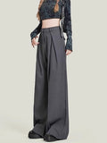 christmas outfit Tineit Women's Grey Baggy Suits Pants Vintage Y2k Pants Harajuku Aesthetic Office Ladies High Waist Trousers Fashion 2000s Clothes 2025