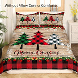 Tineit 3-Piece Merry Christmas Tree Pattern Microfiber Duvet Cover Set - Soft, Breathable, Hypoallergenic Bedding for Bedroom