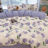 Tineit INS Tie-dye Gradation Bedding Set Korean Style Girls Boys Double Size Flat Sheet Duvet Cover Pillowcase Bed Linen Home Textile