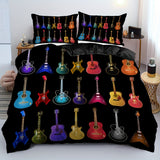 Tineit 2/3pcs Vibrant Guitar Music Instruments Duvet Cover Set - Soft & Stylish Bedding for Music Lovers 1 Duvet Cover + 1/2 Pillowcase