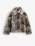 Tineit New Fashion Leopard Printed Warm Faux Fur Coat Chic Lapel Long Sleeve Women's Fluffy Furry Jacket Thick Lady Chic Outerwear 2024