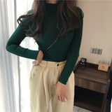 thanksgiving outfit Tineit Knitted Solid Slim Turtleneck Women Casual Simple Elastic Thin Pullover Sweaters Lady Korean Autumn Chic Daily Basic Knitwear