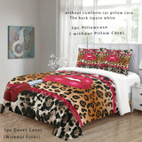 Tineit 3pcs Animal Pattern Duvet Cover Set Wild Romantic Leopard Tiger Pattern Print Bedding Set, Soft Comfortable Duvet Cover