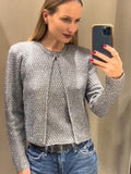 Tineit Sequin Knit Women Cardigan Full Sleeve Slim Female Sweater 2025 Spring Fashion O Neck Commute Single Breasted Lady Knitwear