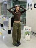 christmas outfit Tineit Women's Army Green Y2k Jeans Harajuku Denim Trousers Vintage Japanese 2000s Style Baggy Oversize Jean Pants Trashy Clothes 2025