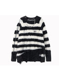 christmas outfit Tineit Women's Striped Pullover Mohair Sweater 90s Aesthetic Y2k Vintage Long Sleeves O-Neck Knitted Jumper Sweaters 2000s Clothes 2025