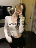 Tineit 2025 Autumn Black Casual Knitted Sweater Woman Outwear Basic Korean Fashion Blouse Office Lady Bodycon Slim Y2k Crop Tops Chic