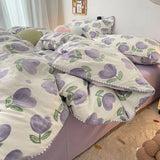 Tineit Floral Dream Bedding Set Soft Cotton Duvet Cover Queen King Size Pillowcase Bed Linens