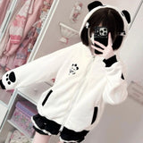 Tineit Cute Cat Hooded Sweatshirts for Women Preppy Style Fashion Japanese Hoodies Coats Zipper Thicked Casual Hoodie Jackets Y2k Tops